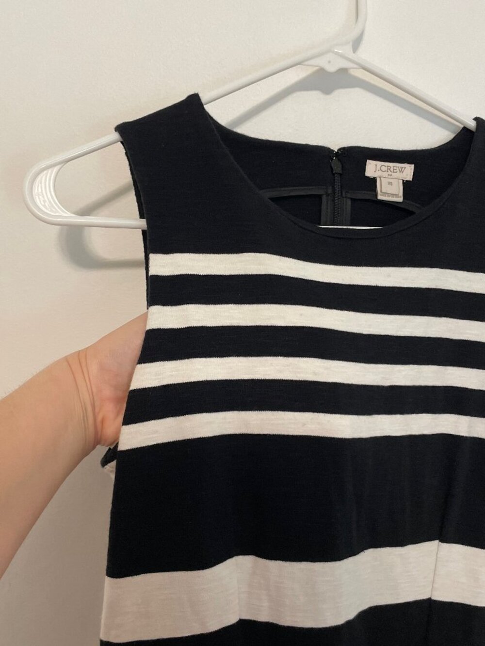 J. CREW Factory Striped Daybreak Dress Black White Sleeveless Mini Fit & Flare - Picture 9 of 16